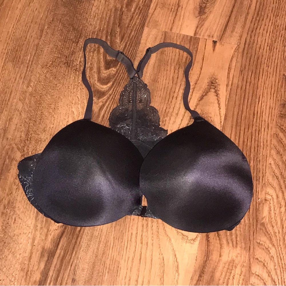 SECY Racerback Black Lace-Back Push-Up Bra Maidenform 34D 34 D